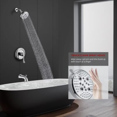 Shower System with Tub Spout, Bathroom Rain Mixer Shower Combo Set